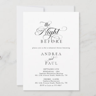Elegant Classic Wedding Rehearsal Dinner Invitation