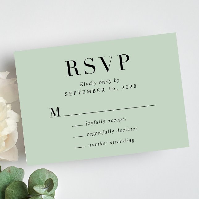Elegant Classic Wedding Sage Green RSVP Card (Creator Uploaded)