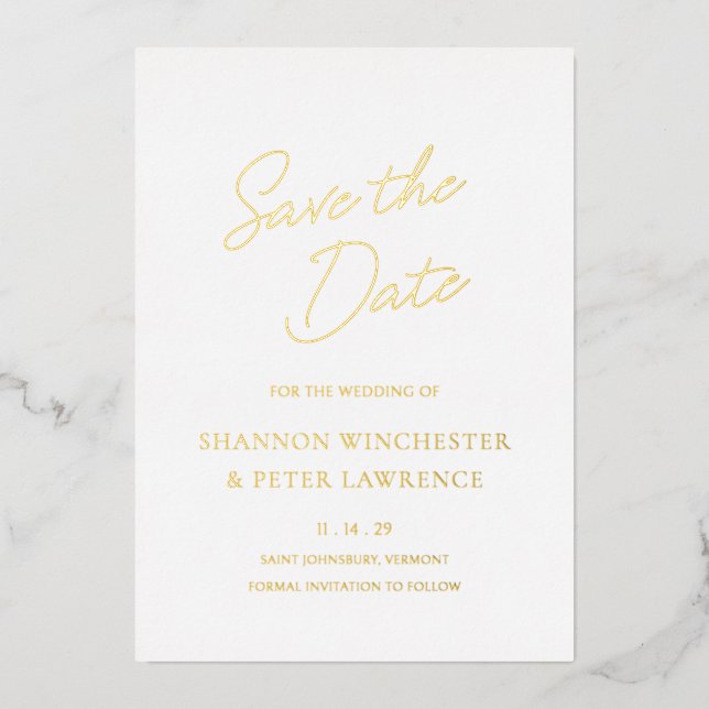 Elegant Classic Wedding Save the Date Foil Invitation (Front)