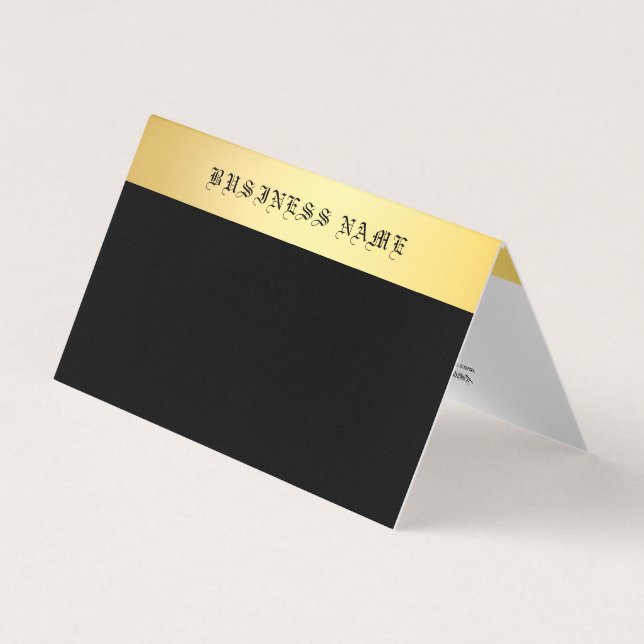 Elegant Classic Wedding Text Black Gold Simple Business Card (Front)