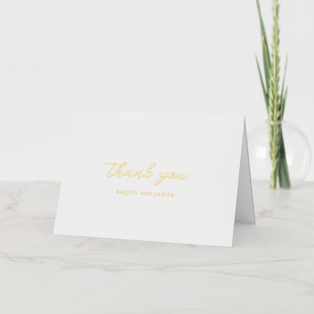 Elegant Classic Wedding Thank You Foil Greeting Card (Front)