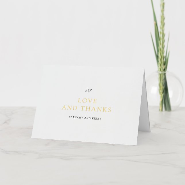 Elegant Classic Wedding Thank You Foil Greeting Card (Front)