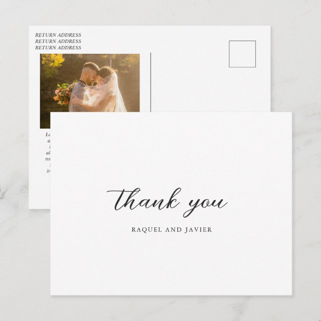 Elegant Classic Wedding Thank You Postcard (Front/Back)