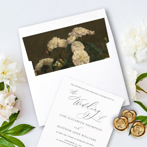 Elegant Classic White Floral Fine Art Wedding Envelope Liner