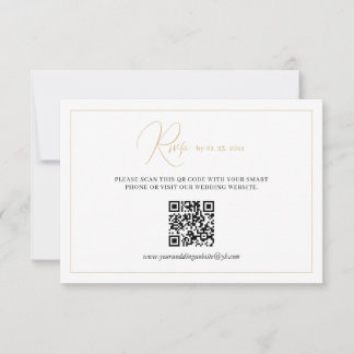 Elegant Classic White Gold Wedding RSVP Card