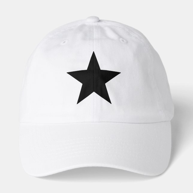 Elegant Classic White Hat with a Sharp Black Star (Front)