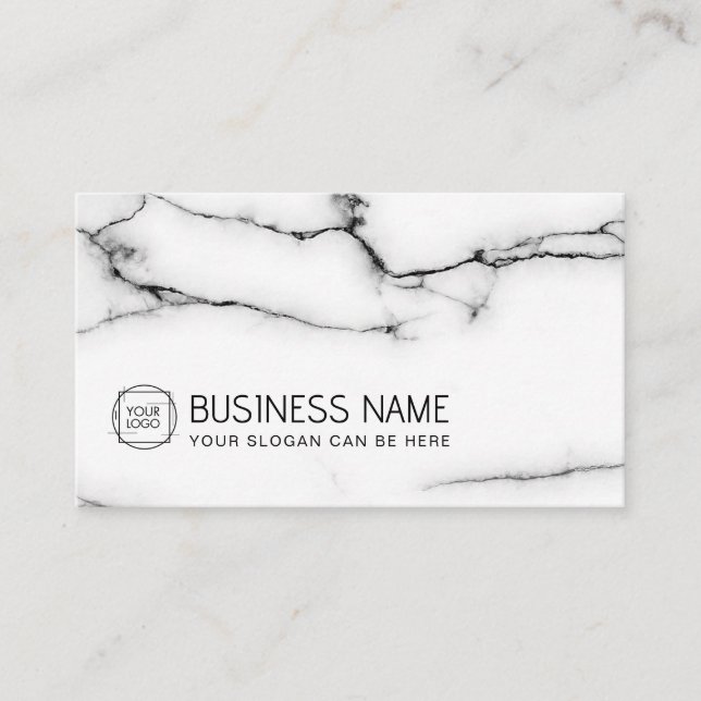 Elegant Classic White Marble  Business Card (Front)