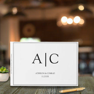 Elegant Classic White Monogram Wedding Guest Book