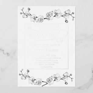 Elegant Classic White Orchids Romantic Wedding Foil Invitation