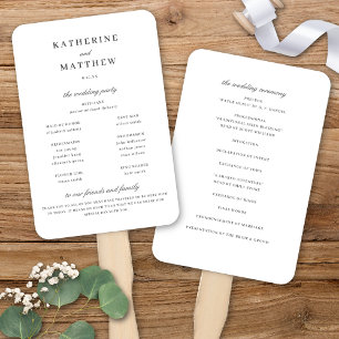 Elegant Classic White Wedding Ceremony Program Hand Fan