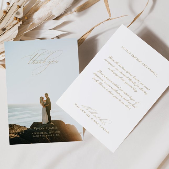 Elegant Classic White Wedding Couple Photo Thank You Card (Elegant Classic White Wedding Couple Photo Thank You Card)