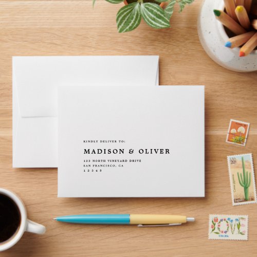 Elegant Classic White Wedding RSVP Reply Envelope