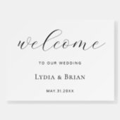 Elegant Classic White Wedding Welcome Sign (Front)