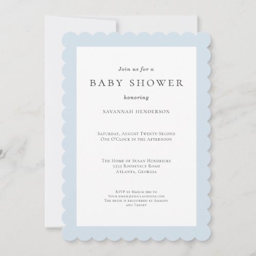Elegant Classic Wildflower Blue Baby Shower Invitation