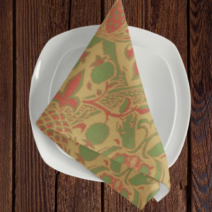 Elegant Classic William Morris Red Green Gold Cloth Napkin