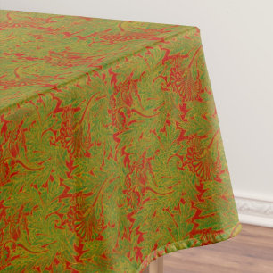 Elegant Classic William Morris Red Green Gold Tablecloth