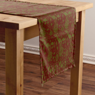 Elegant Classic William Morris Red Green  Short Table Runner