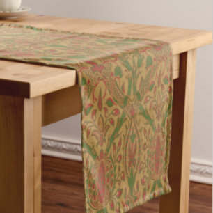 Elegant Classic William Morris Red Green Short Table Runner