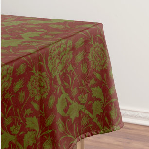 Elegant Classic William Morris Red Green Tablecloth