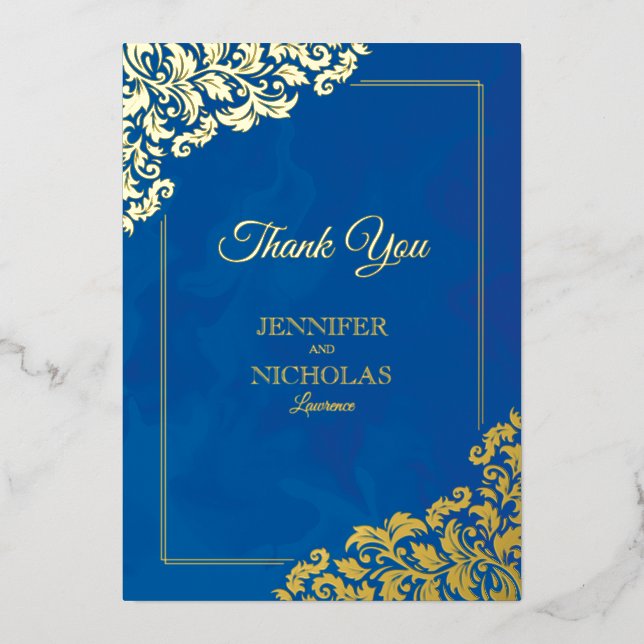 Elegant Classic With Floral Ornaments for Wedding Foil Invitation (Front)