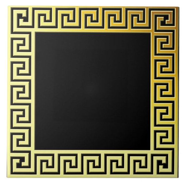 Elegant classical greece traditional gold l black ceramic tile (Front)
