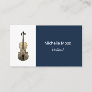 Elegant Classical Music Violinist Violin Navy Blue Business Card