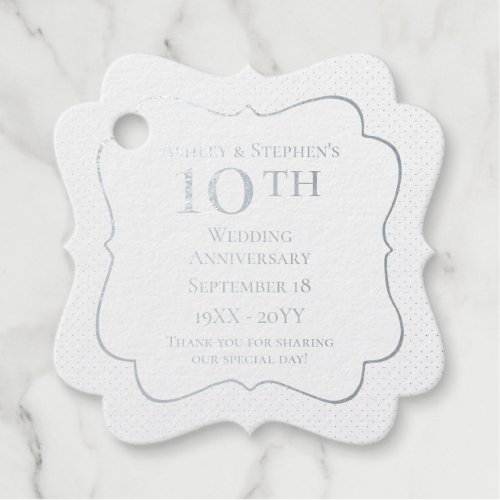 Elegant Classy 10th Wedding Anniversary Foil Favor Tags