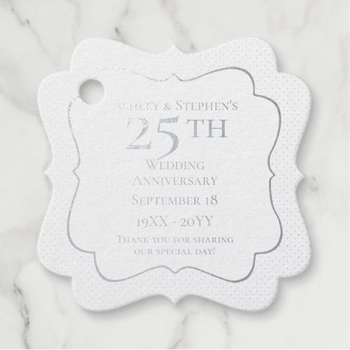 Elegant Classy 25th Wedding Anniversary Foil Favor Tags