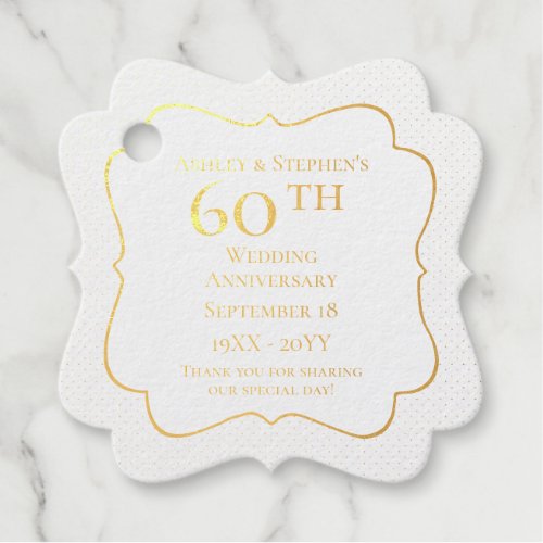 Elegant Classy 60th Wedding Anniversary  Foil Favor Tags