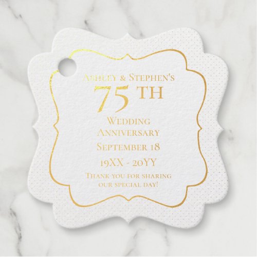 Elegant Classy 75th Wedding Anniversary Foil Favor Foil Favor Tags