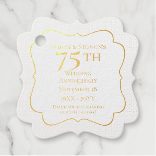 Elegant Classy 75th Wedding Anniversary Foil Favor Tags