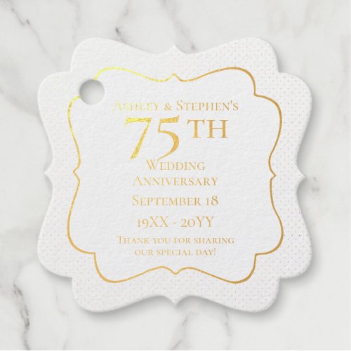 Elegant Classy 75th Wedding Anniversary Foil Favor Tags