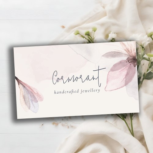 Elegant Classy Abstract Blush Watercolor Floral  Business Card