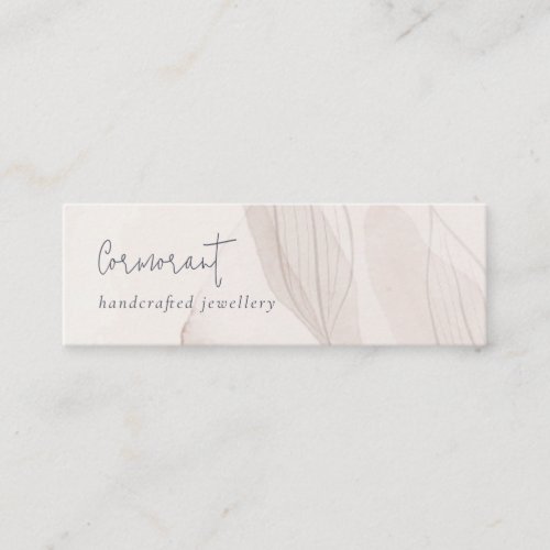 Elegant Classy Abstract Blush Watercolor Foliage Mini Business Card