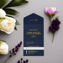 Elegant Classy All-in-One Wedding Invitations