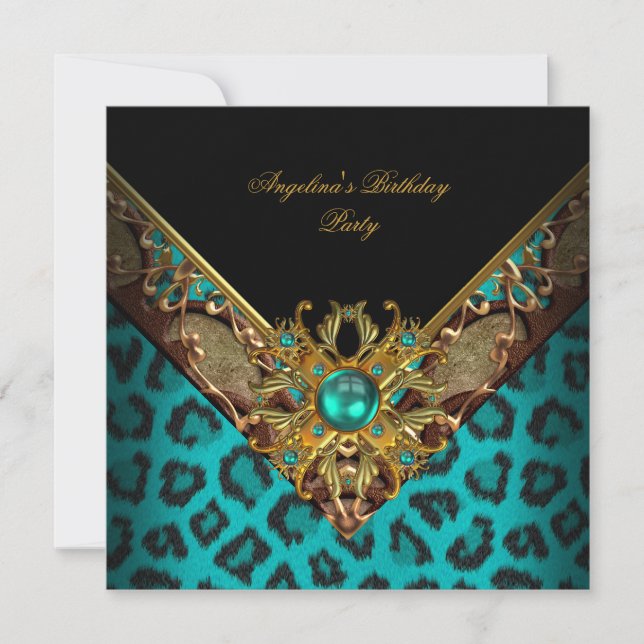 Elegant Classy Animal Jade Gold Birthday Party Invitation (Front)