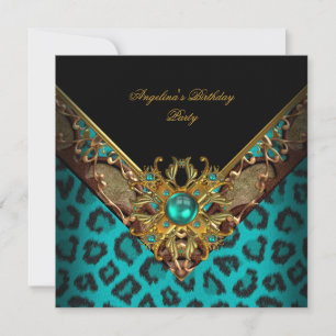 Elegant Classy Animal Jade Gold Birthday Party Invitation