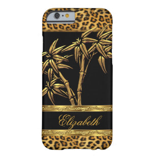 Elegant Classy Asian Bamboo Leopard Gold Black Barely There iPhone 6 Case