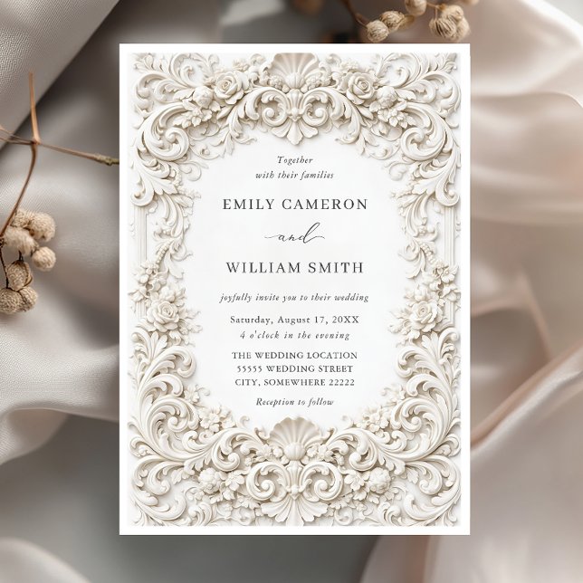 Elegant Classy Baroque Frame Wedding Invitation (Creator Uploaded)