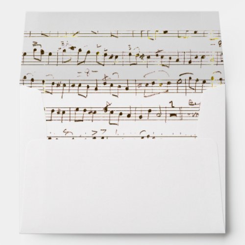 Elegant Classy Beige Music Sheet Notes Inside Envelope