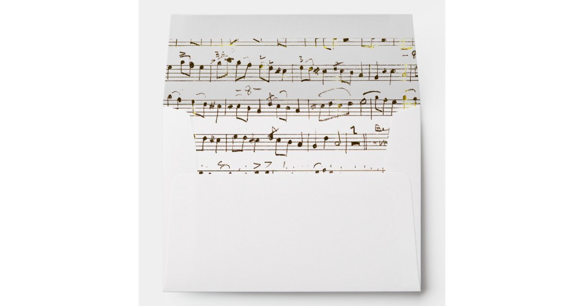 Elegant Classy Beige Music Sheet Notes Inside Envelope | Zazzle