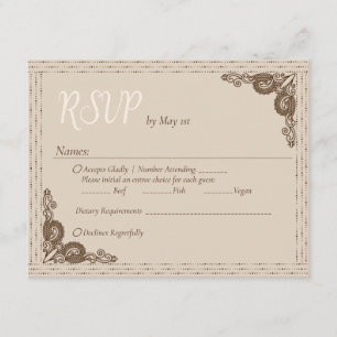 Elegant Classy Beige ornate RSVP Enclosure Card