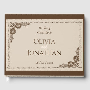 Elegant Classy Beige ornate Wedding Guest Book