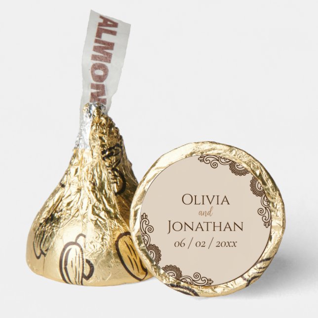Elegant Classy Beige ornate Wedding Hershey®'s Kisses® (Front)