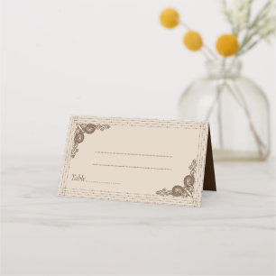 Elegant Classy Beige ornate Wedding Place Card