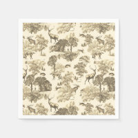 Elegant Classy Beige Tan French Toile Deer Pattern