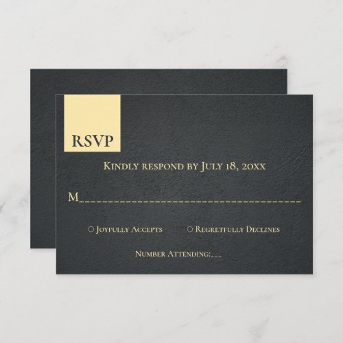 Elegant Classy Black And Gold Modern Chic Wedding RSVP Card