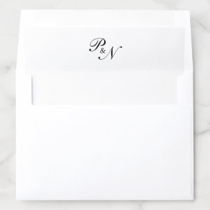 Elegant Classy Black and White Monogram Wedding Envelope Liner