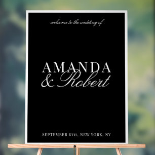 Elegant Classy Black and White Wedding Acrylic Sign