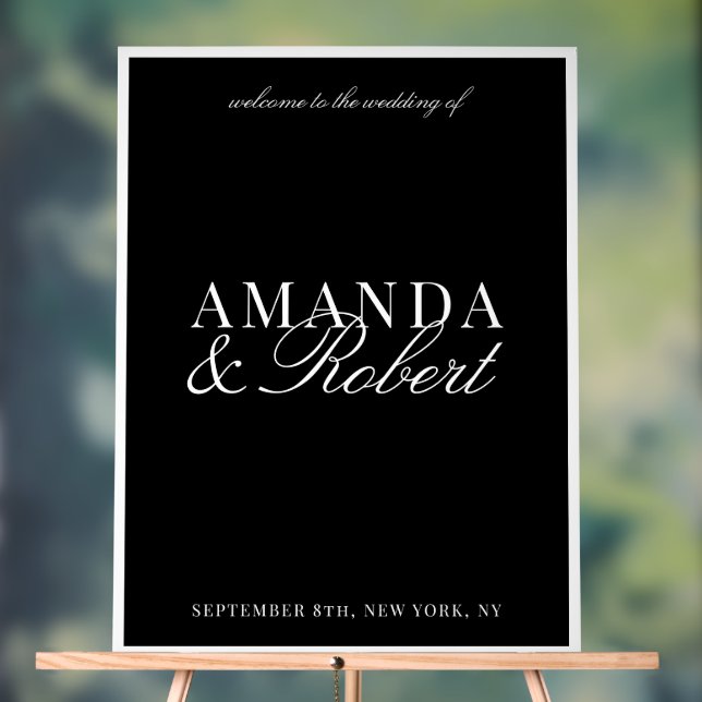 Elegant Classy Black and White Wedding Acrylic Sign (Neutral)